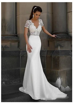 LORIE Mermaid Wedding Dress Short Sleeves 2019 Vestidos de novia Vintage Lace Top V Neck Bridal Gown Backless Wedding Gowns
LORIE Mermaid Wedding Dress Short Sleeves 2019 Vestidos de novia Vintage Lace Top V Neck Bridal Gown Backless Wedding Gowns