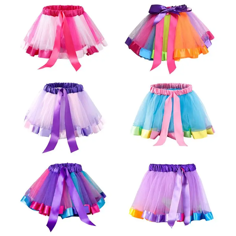 Детская плиссированная юбка с оборками для балета маленьких девочек нарядная