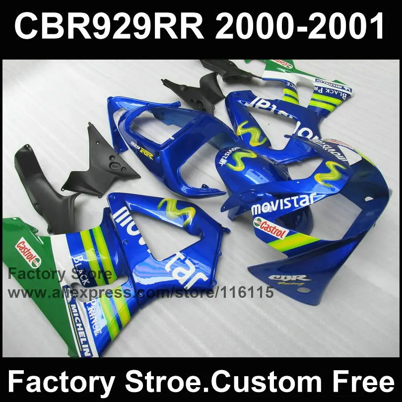 Custom motorcycle fairings kit for HONDA CBR 929RR 2000 2001 CBR929RR 00 01 CBR 900RR fireblade blue movistar fairings parts
Custom motorcycle fairings kit for HONDA CBR 929RR 2000 2001 CBR929RR 00 01 CBR 900RR fireblade blue movistar fairings parts