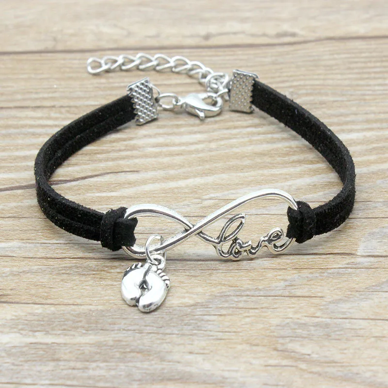 Mixed Color Velvet Rope Bracelets Unisex Jewelry Best Friends Gift Footprint Charms Pendants Infinite love Leather Bracelet
Mixed Color Velvet Rope Bracelets Unisex Jewelry Best Friends Gift Footprint Charms Pendants Infinite love Leather Bracelet