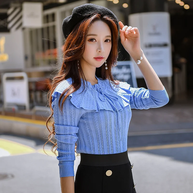 Dabuwawa Winter Knit Bottoming Sweater Woman Ruffle Bow Pullovers Poncho design Autumn Sweater Tops Blue/White/Black D18DJS012
Dabuwawa Winter Knit Bottoming Sweater Woman Ruffle Bow Pullovers Poncho design Autumn Sweater Tops Blue/White/Black D18DJS012