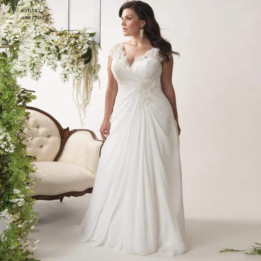 2019 New Sleeveless Chiffon V-neck Floor-length Lace Up A-line Cap Sleeve Natural Backless Plus Size Bohemian Wedding Dresses
2019 New Sleeveless Chiffon V-neck Floor-length Lace Up A-line Cap Sleeve Natural Backless Plus Size Bohemian Wedding Dresses