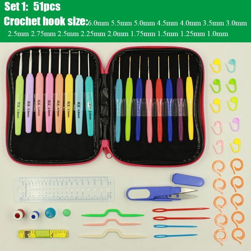 

Sewing manual weaving tool crochet kit Yarn Knitting Needles Sewing Full Set Knit Gauge Scissors Stitch Holders DIY Craft