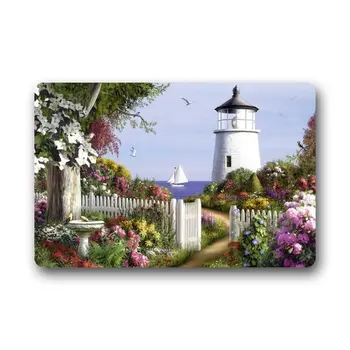 

Personalize Decor Carpets Door Mats Lighthouse Flower Garden Doormats Top Fabric Rubber Indoor Outdoor s Area Rugs Entryway Mats