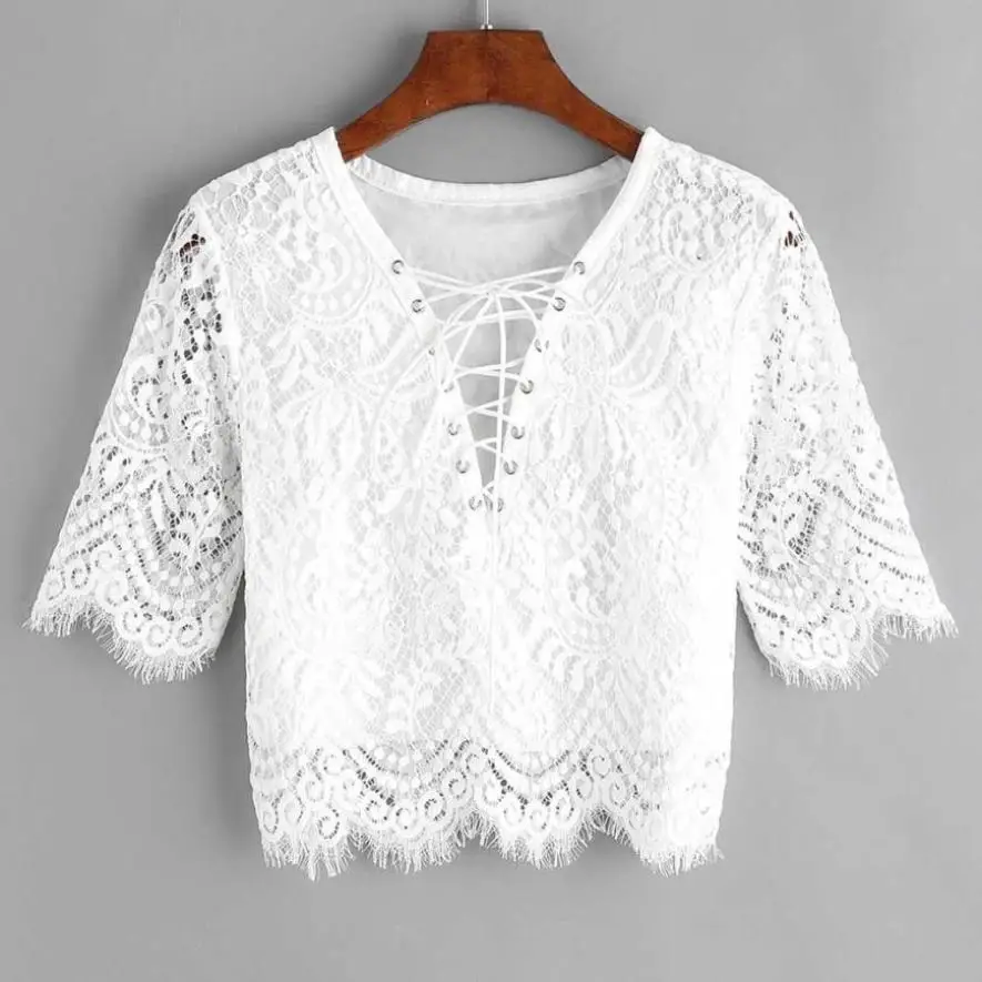 FEITONG women blouse shirt tops fashion Women Summer Short Sleeve Eyelet Lace Up Blouse Tops #3
FEITONG women blouse shirt tops fashion Women Summer Short Sleeve Eyelet Lace Up Blouse Tops #3