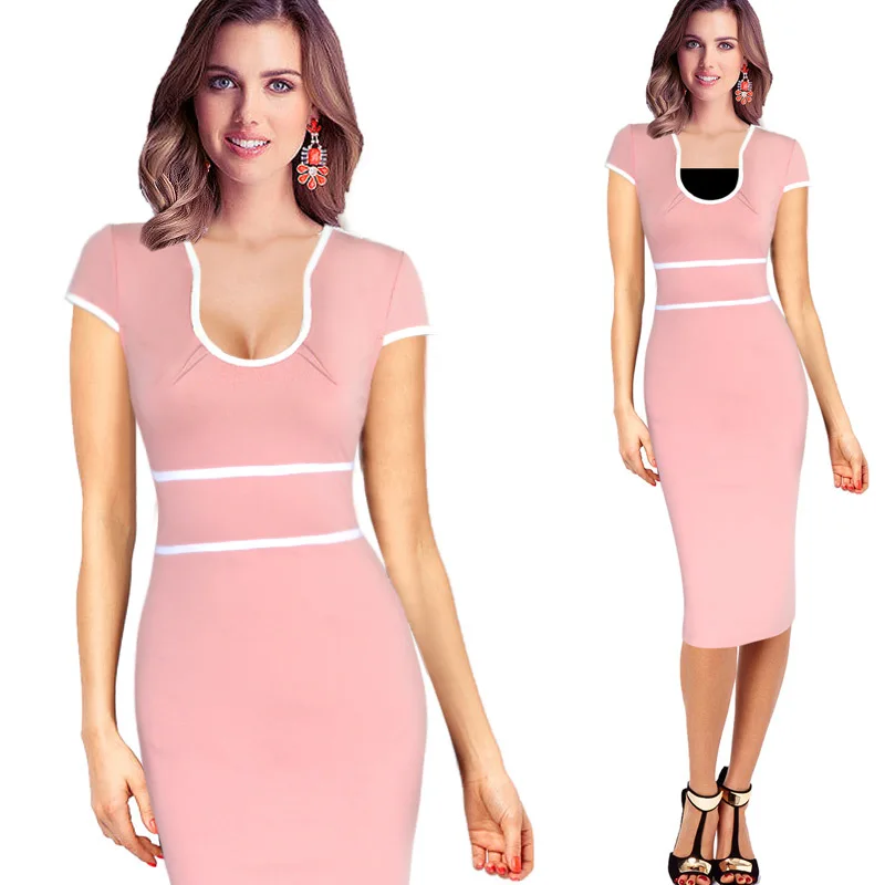 HGTE Womens Celebrity Sexy Elegant Contrast High Waist Vintage Pinup Tunic Slim Work Business Casual Party Bodycon Dress
HGTE Womens Celebrity Sexy Elegant Contrast High Waist Vintage Pinup Tunic Slim Work Business Casual Party Bodycon Dress