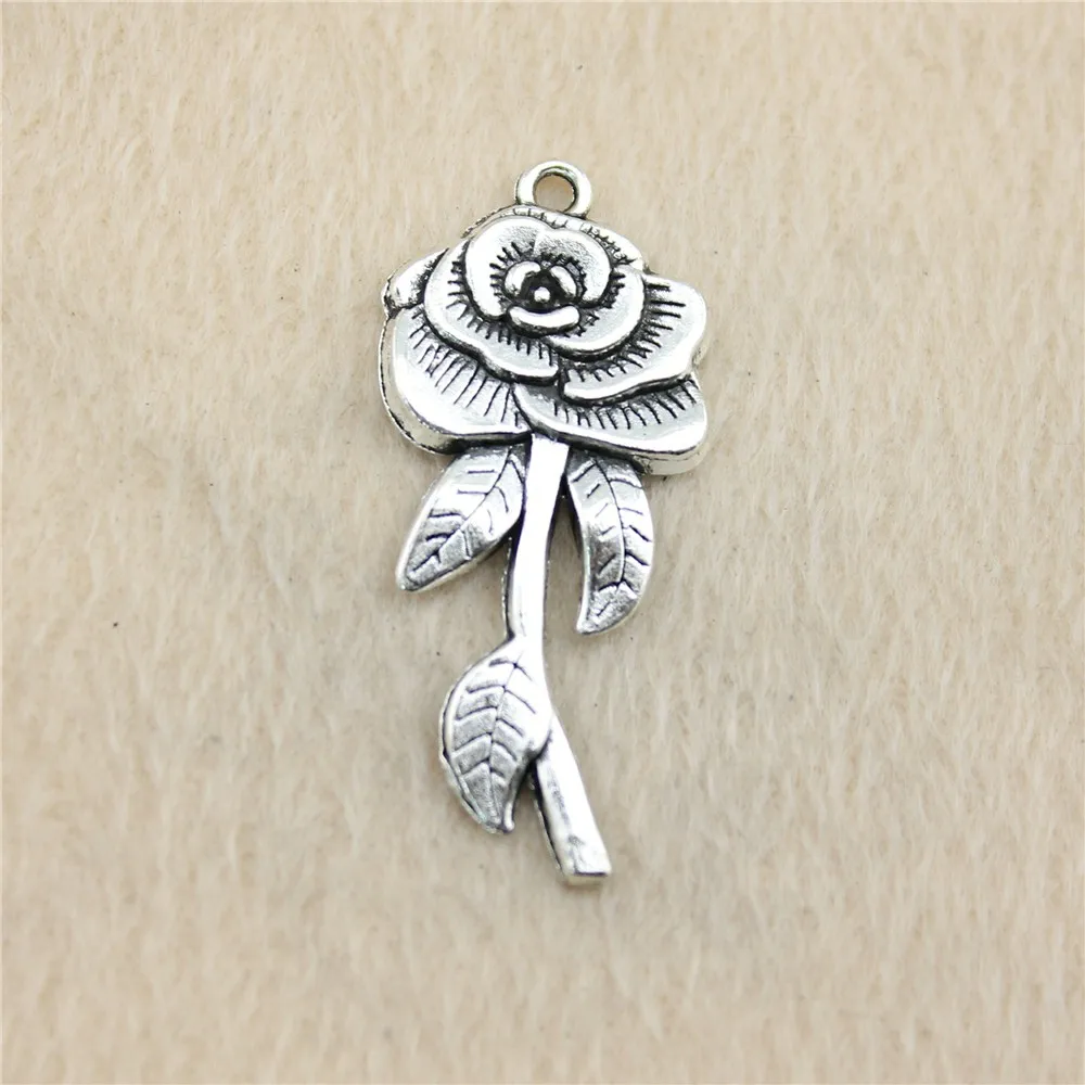 Фото Подвески в виде старинной серебряной розы 22 шт./лот 42*19 мм ювелирные изделия