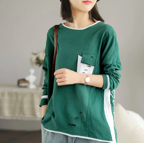 Spring T-shirt Women Fashion Loose Pullovers New Tops O-Neck Embroidery hole Casual Ladies Streetwear T-shirt 2019 Tops
Spring T-shirt Women Fashion Loose Pullovers New Tops O-Neck Embroidery hole Casual Ladies Streetwear T-shirt 2019 Tops
