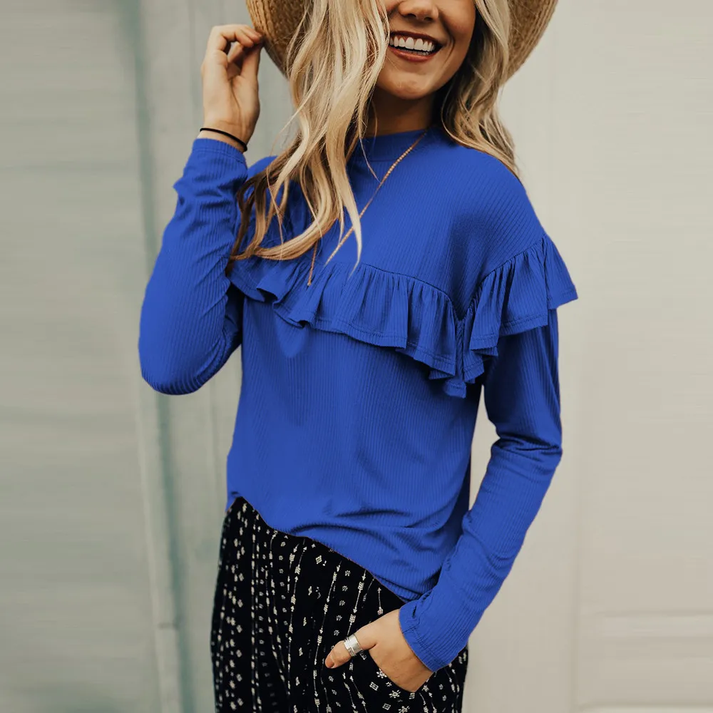 ISHOWTIENDA Womens Tops and Blouses Winter Clothes O Neck Lotus Leaf Loose shirt Solid Blouse Haut Femmes Mode Female Blusas
ISHOWTIENDA Womens Tops and Blouses Winter Clothes O Neck Lotus Leaf Loose shirt Solid Blouse Haut Femmes Mode Female Blusas