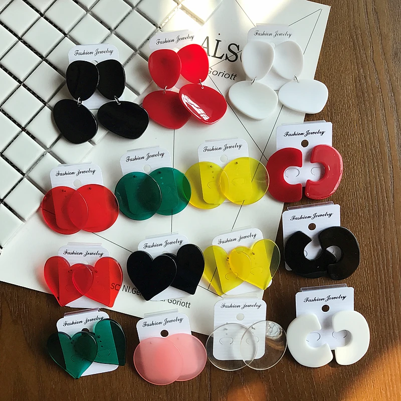 New Fashion Acrylic Geometry Stud Earrings Simple Transparent Plastic Round Pendant Earring Brincos Fashion Women Ear Jewelry
New Fashion Acrylic Geometry Stud Earrings Simple Transparent Plastic Round Pendant Earring Brincos Fashion Women Ear Jewelry