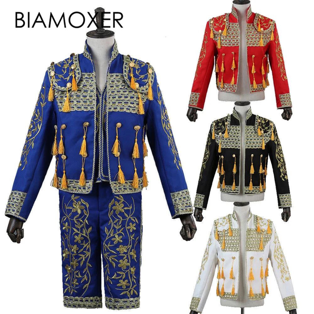 Biamoxer 3 colors Mens Spanish Bullfighter Matador Outfit Fermin Suit Jacket Pant Cosplay Costume
Biamoxer 3 colors Mens Spanish Bullfighter Matador Outfit Fermin Suit Jacket Pant Cosplay Costume