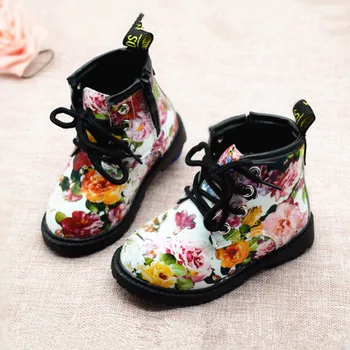 DIMI Printing Children PU Leather Cute Baby Boots Comfy