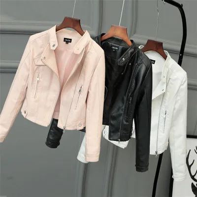 Female jacket washed PU leather jackets soft leather coat oblique zipper collar short paragraph motorcycle leather coats
Female jacket washed PU leather jackets soft leather coat oblique zipper collar short paragraph motorcycle leather coats