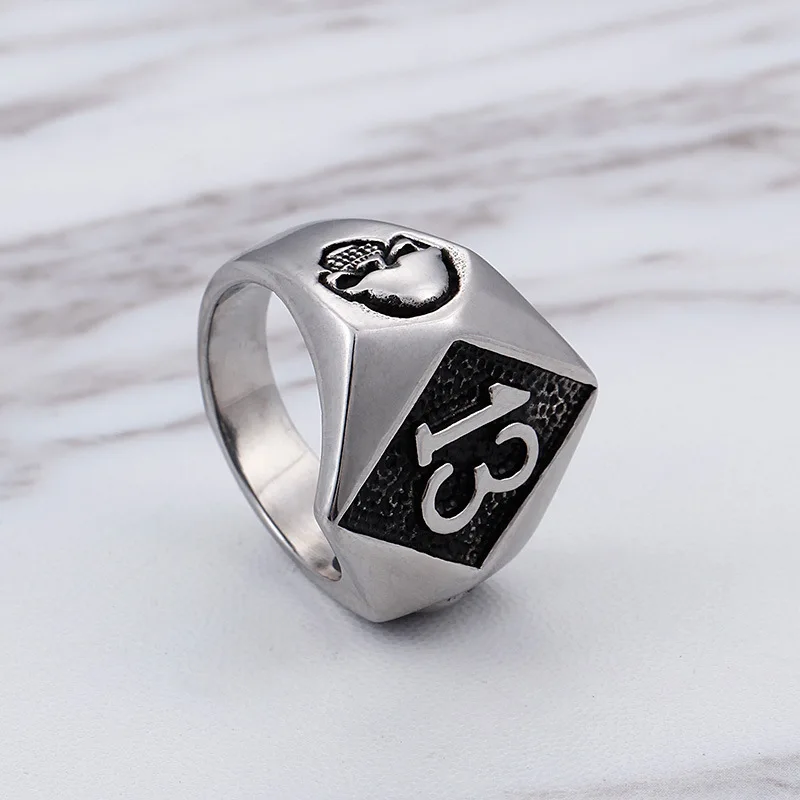 Men's Silver Lucky 13 Stainless Steel Biker Motorcycle Skull Stainless Steel Ring
Men's Silver Lucky 13 Stainless Steel Biker Motorcycle Skull Stainless Steel Ring
