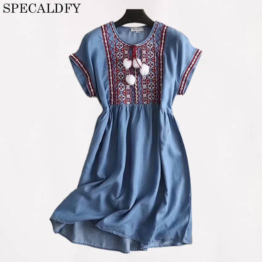 2018 Summer Jeans Dress Women Short Sleeve Tencel Denim Dress Embroidery Tassel Lace Up Bohemian Casual Shirt Dresses Robe Femme
2018 Summer Jeans Dress Women Short Sleeve Tencel Denim Dress Embroidery Tassel Lace Up Bohemian Casual Shirt Dresses Robe Femme