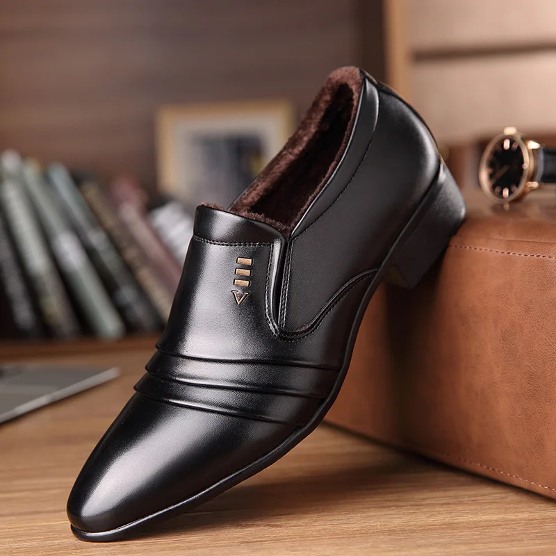 Winter Men Leather Dress Shoes Quality Formal Wedding Shoes with Velvet Warm Male Black Slip-on Cotton Shoes Zapatos Hombre
Winter Men Leather Dress Shoes Quality Formal Wedding Shoes with Velvet Warm Male Black Slip-on Cotton Shoes Zapatos Hombre