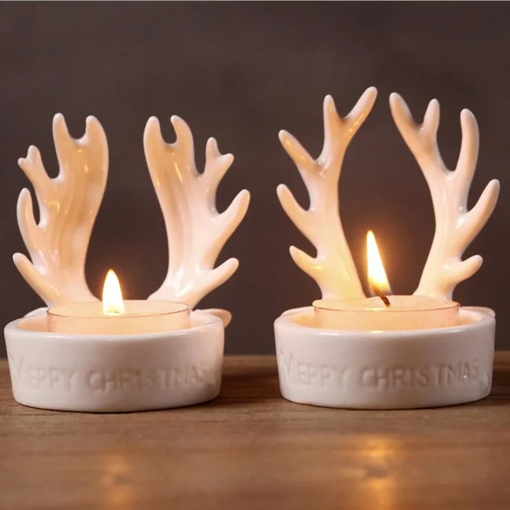 Merry Christmas Deer Horn Candlestick Ornament Zakka Small Handmade Ceramic White Antlers Candle Holder 2pcs/lot Home Decoration
Merry Christmas Deer Horn Candlestick Ornament Zakka Small Handmade Ceramic White Antlers Candle Holder 2pcs/lot Home Decoration