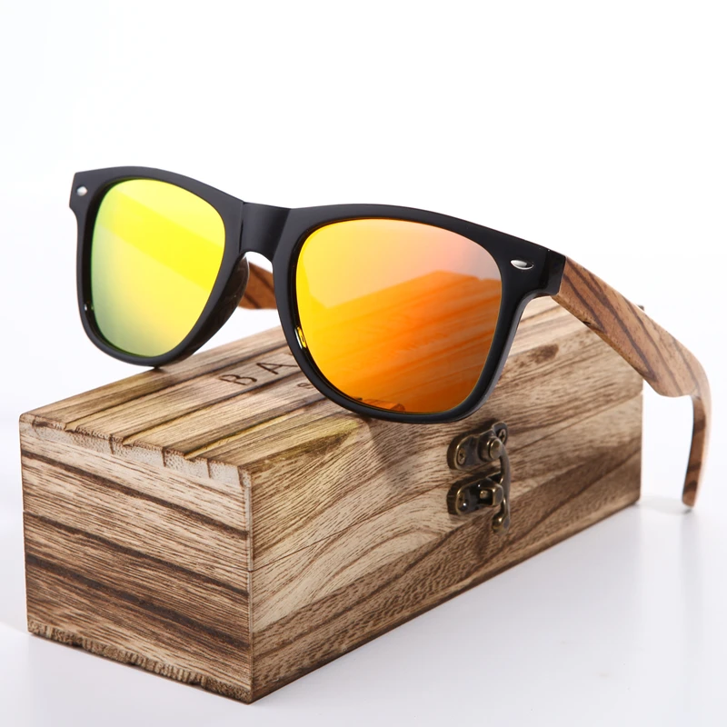 BARCUR Sunglasses Polarized Zebra Wood Glasses Hand Made Vintage BC8720