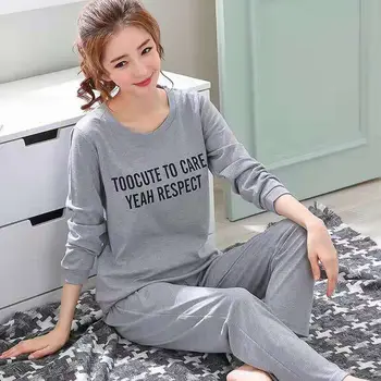 2019 Pyjama Women long sleeved pajamas set Spring and autumn girls cartoon sleepwear lady letter print homewear free shipping
2019 Pyjama Women long sleeved pajamas set Spring and autumn girls cartoon sleepwear lady letter print homewear free shipping