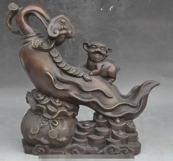 S01604 chinese bronze fengshui Auspicious wealth money coin yuanbao pig Ginseng statue
S01604 chinese bronze fengshui Auspicious wealth money coin yuanbao pig Ginseng statue