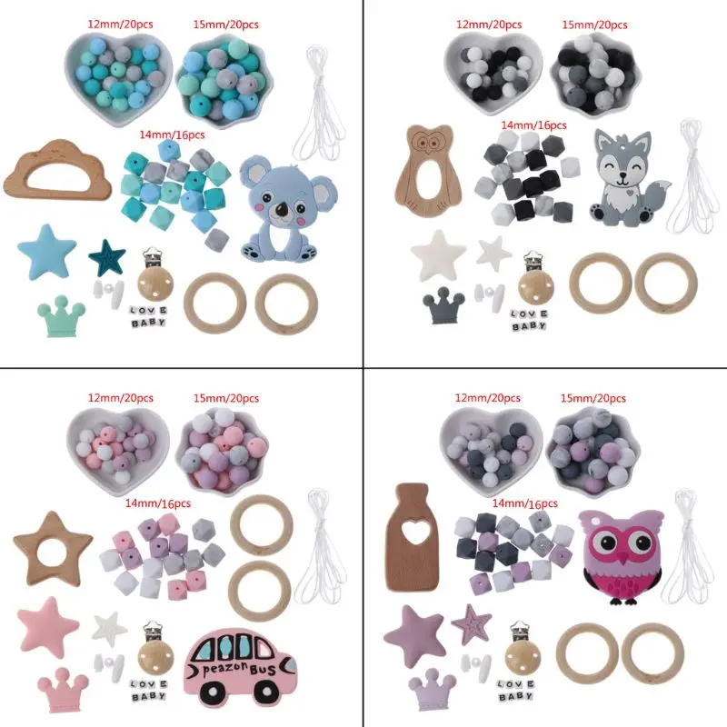1 Set DIY Baby Teether Toy Nursing Necklace Silicone Bracelet Silicone Beads Teething Ring Wooden Pacifier Clip For Infant
1 Set DIY Baby Teether Toy Nursing Necklace Silicone Bracelet Silicone Beads Teething Ring Wooden Pacifier Clip For Infant
