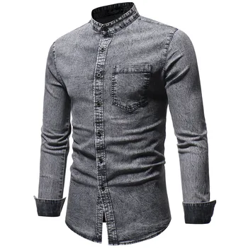 Denim Shirt Men 2019 Brand Long Sleeve Casual Retro Men Shirt Slim Fit Solid Color Wash Plus Size Men's Clothing Black Blue
Denim Shirt Men 2019 Brand Long Sleeve Casual Retro Men Shirt Slim Fit Solid Color Wash Plus Size Men's Clothing Black Blue