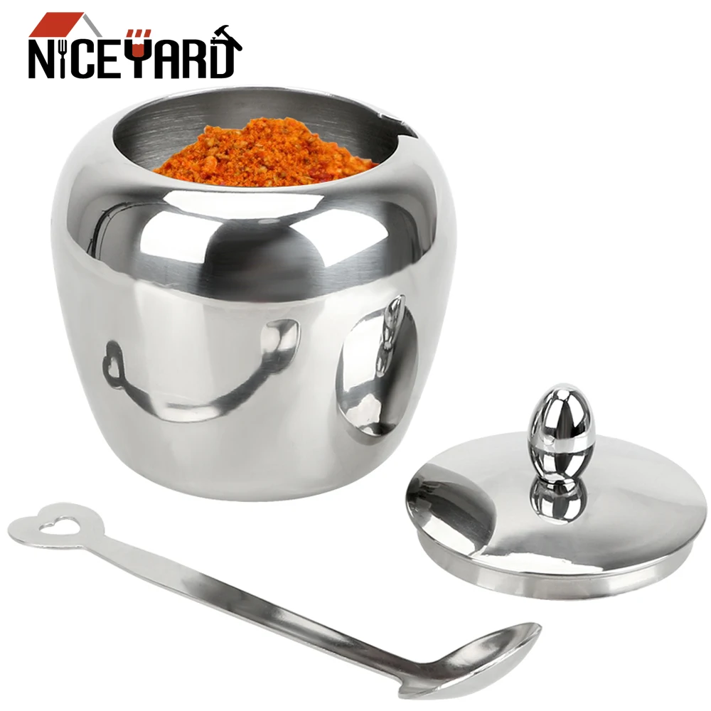 Spice Container Stainless Steel Seasoning Jar Apple Sugar Bowl Condiment Pot With Lid and Spoon Tableware Kitchen Accessories
Spice Container Stainless Steel Seasoning Jar Apple Sugar Bowl Condiment Pot With Lid and Spoon Tableware Kitchen Accessories