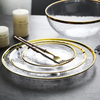 1pc/lot Hand-gilded European Glass Gold Inlay Dishes Steak Plate Salad Soup Bowl Dishes Party Event Decoration Tableware Set
1pc/lot Hand-gilded European Glass Gold Inlay Dishes Steak Plate Salad Soup Bowl Dishes Party Event Decoration Tableware Set