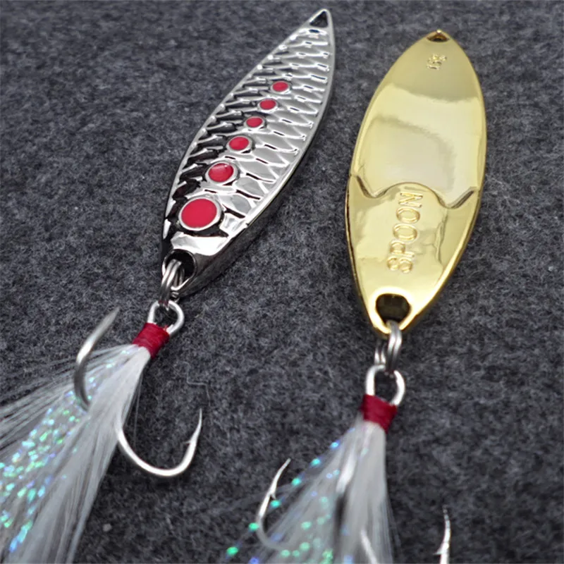

Hard Spinner Spoon Lure Metal Sequins Baits with Treble Hook Feather Fishing Lures Gold 5g/7g/10g/3g/15g/20g