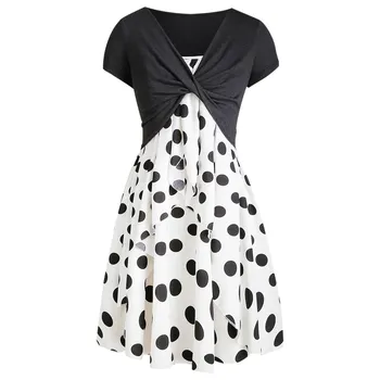 Polka Dot Spaghetti Strap A-Line Sleeveless Dress Women Summer Classic Vintage Dress Crop T-Shirt
Polka Dot Spaghetti Strap A-Line Sleeveless Dress Women Summer Classic Vintage Dress Crop T-Shirt