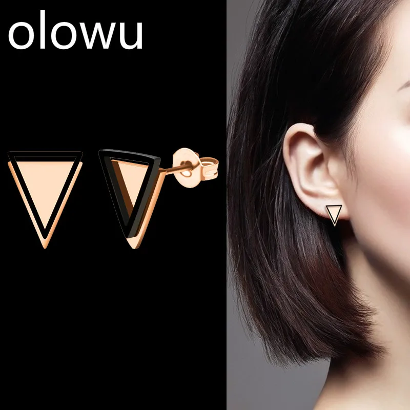 olowu New Fashion Gold/Black Color Triangle Stud Earrings Women Men Vintage Geometric Stainless Steel Earring Punk Accessories
olowu New Fashion Gold/Black Color Triangle Stud Earrings Women Men Vintage Geometric Stainless Steel Earring Punk Accessories