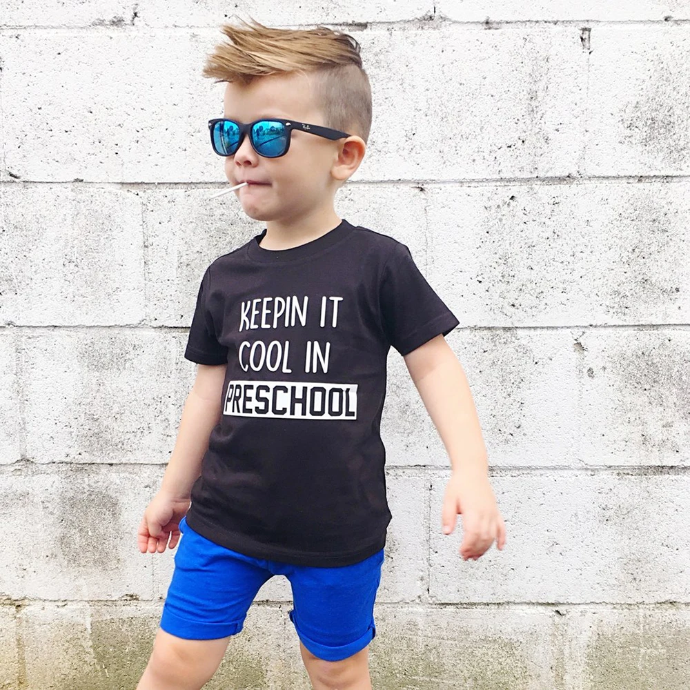 

Keepin' It Cool In Preschool Tee for Kids Back To School Shirt Summer Fashion Short Sleeve Funny Toddler Shirts Graphic Tshirt