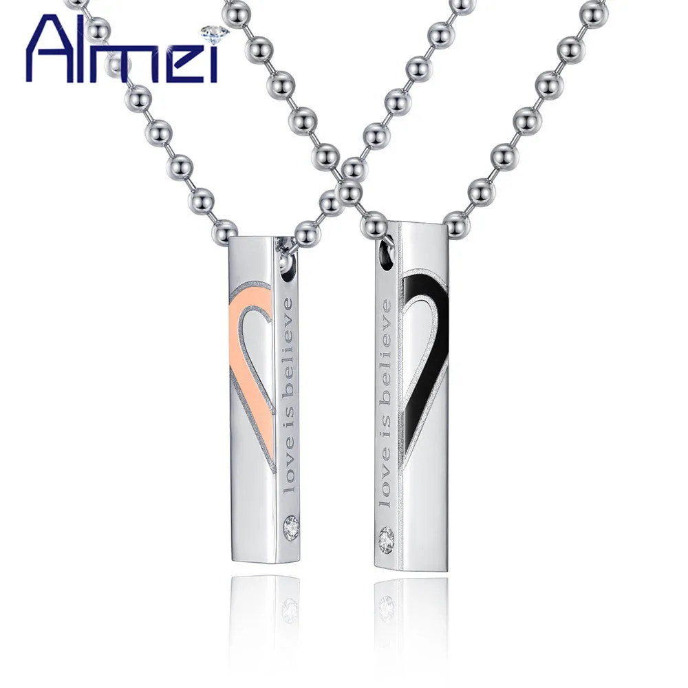 Almei Retangle Heart Paired Necklaces & Pendants Titanium Couple Necklace for Men and Women Pendant Valentines Day Gift KS797
Almei Retangle Heart Paired Necklaces & Pendants Titanium Couple Necklace for Men and Women Pendant Valentines Day Gift KS797