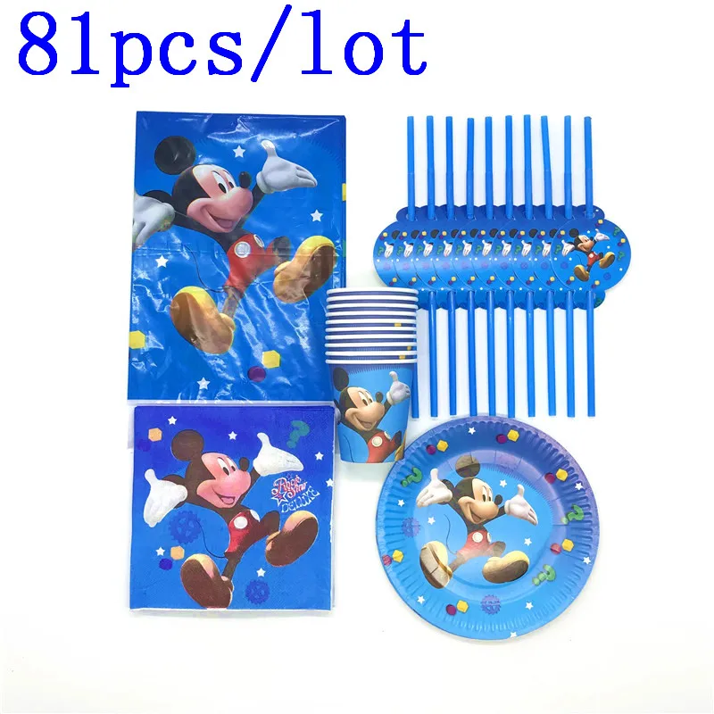 81pcs/lot Mickey Mouse Birthday Party Decorations Cup Napkin Paper Tablecloth Disposable Tableware Sets Kids Party Supplies
81pcs/lot Mickey Mouse Birthday Party Decorations Cup Napkin Paper Tablecloth Disposable Tableware Sets Kids Party Supplies