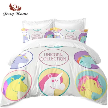 Cartoon Unicorn Kids Bedding Set Cute Colorful Animal Duvet Cover Set Printed white and pink Bedclothes 3pcs
Cartoon Unicorn Kids Bedding Set Cute Colorful Animal Duvet Cover Set Printed white and pink Bedclothes 3pcs