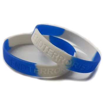 100pcs END TERRORISM white blue wristband silicone bracelets free shipping by ePacket A
100pcs END TERRORISM white blue wristband silicone bracelets free shipping by ePacket A