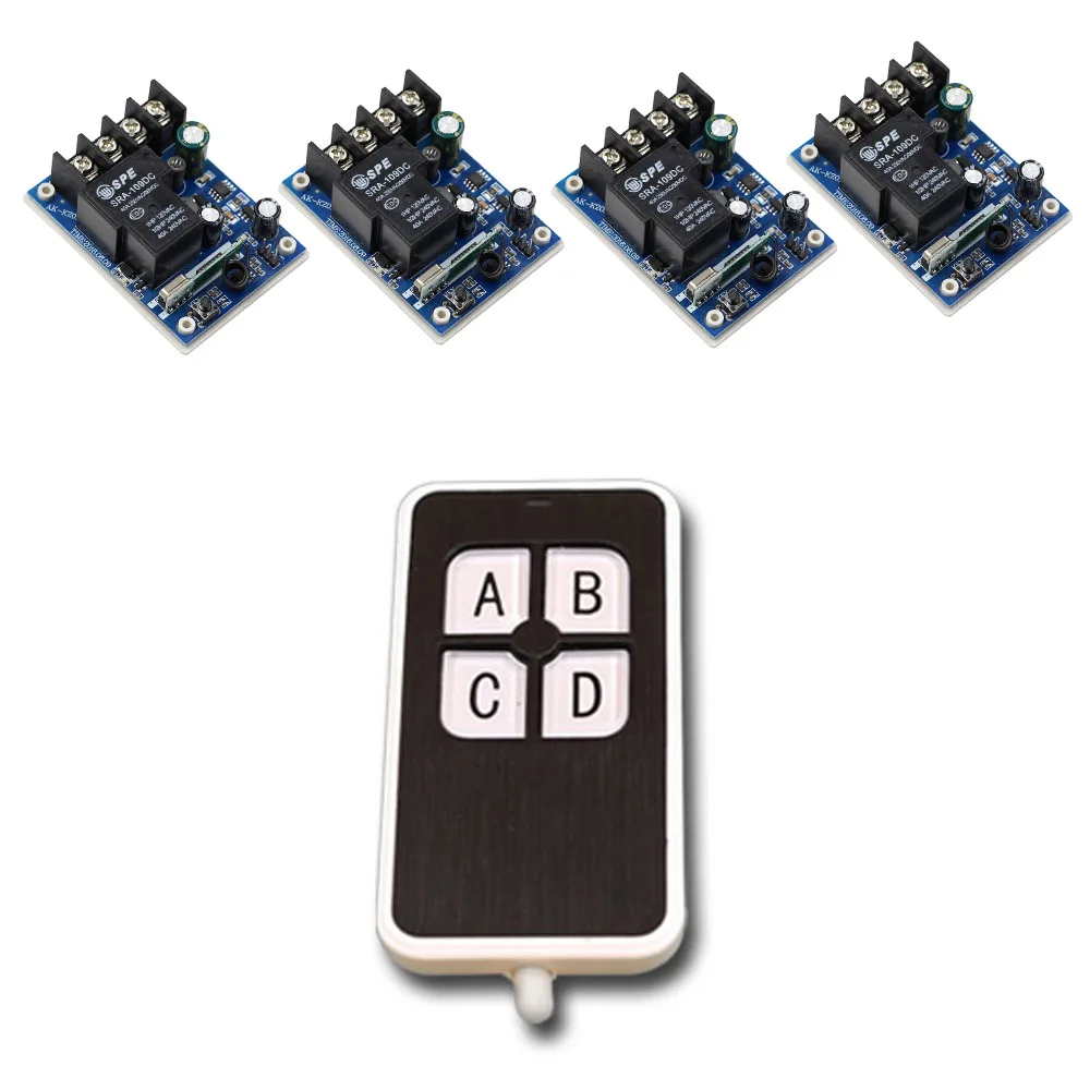New Item DC12--48V 12V 24V 36V 48V 1CH 30A RF Radio Remote Control Relay Switch System 4Receiver& 4Keys Transmitter Light ON OFF
New Item DC12--48V 12V 24V 36V 48V 1CH 30A RF Radio Remote Control Relay Switch System 4Receiver& 4Keys Transmitter Light ON OFF