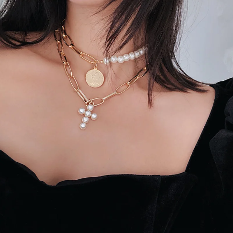 2019 Fashion Women Cross Pendant Necklaces Female Gold Imitation Pearls Choker Necklace Coin Jewelry Gifts
2019 Fashion Women Cross Pendant Necklaces Female Gold Imitation Pearls Choker Necklace Coin Jewelry Gifts