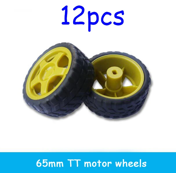 12Pcs TT Motor Tires Wheels 65mm Tyres Yellow/Black Spare Part For DIY Remote Control Robot Small Car Model
12Pcs TT Motor Tires Wheels 65mm Tyres Yellow/Black Spare Part For DIY Remote Control Robot Small Car Model