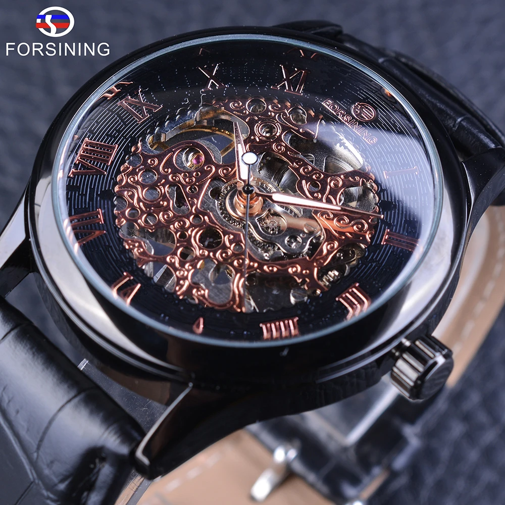 Forsining мужские часы Лидирующий бренд роскошные римские Ретро скелета наручные