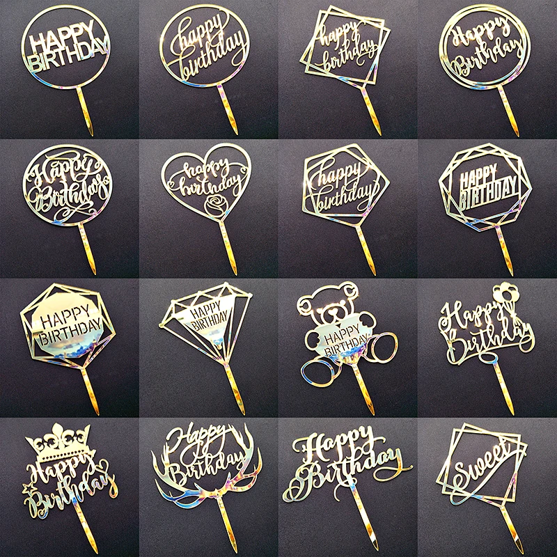 Gold Silver Happy Birthday Cake Toppers Acrylic Baby Shower Cupcake Flag Topper for Boy Girl Party Decorations
Gold Silver Happy Birthday Cake Toppers Acrylic Baby Shower Cupcake Flag Topper for Boy Girl Party Decorations