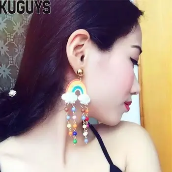 KUGUYS Romantic Long Tassel Earrings for Women Fashion Oorbellen Womans Pendientes Rainbow Clouds Large Drop Earring Brincos
KUGUYS Romantic Long Tassel Earrings for Women Fashion Oorbellen Womans Pendientes Rainbow Clouds Large Drop Earring Brincos