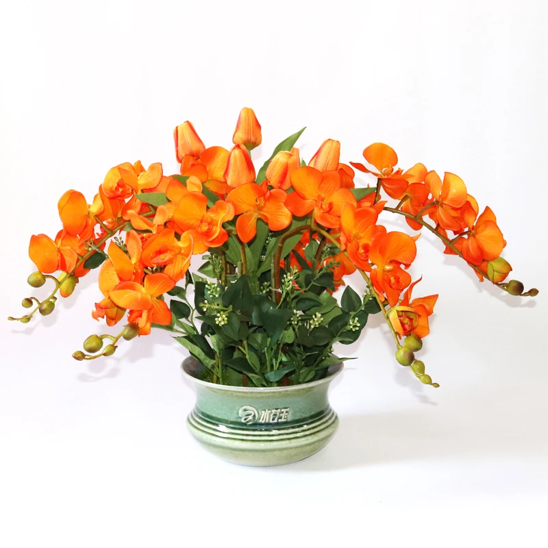 Handmade Home Decor Wedding Hotel Restaurant Artificial Flowers Sets, Hand Feeling Gold Butterfly Orchid With Ceramics Vase
Handmade Home Decor Wedding Hotel Restaurant Artificial Flowers Sets, Hand Feeling Gold Butterfly Orchid With Ceramics Vase