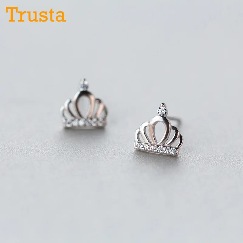 Trusta 100% 925 Sterling Silver Women's Jewelry Fashion Tiny 9mmX9mm Crown With CZ Stud Earrings Gift For Girls Kid Lady DS625
Trusta 100% 925 Sterling Silver Women's Jewelry Fashion Tiny 9mmX9mm Crown With CZ Stud Earrings Gift For Girls Kid Lady DS625