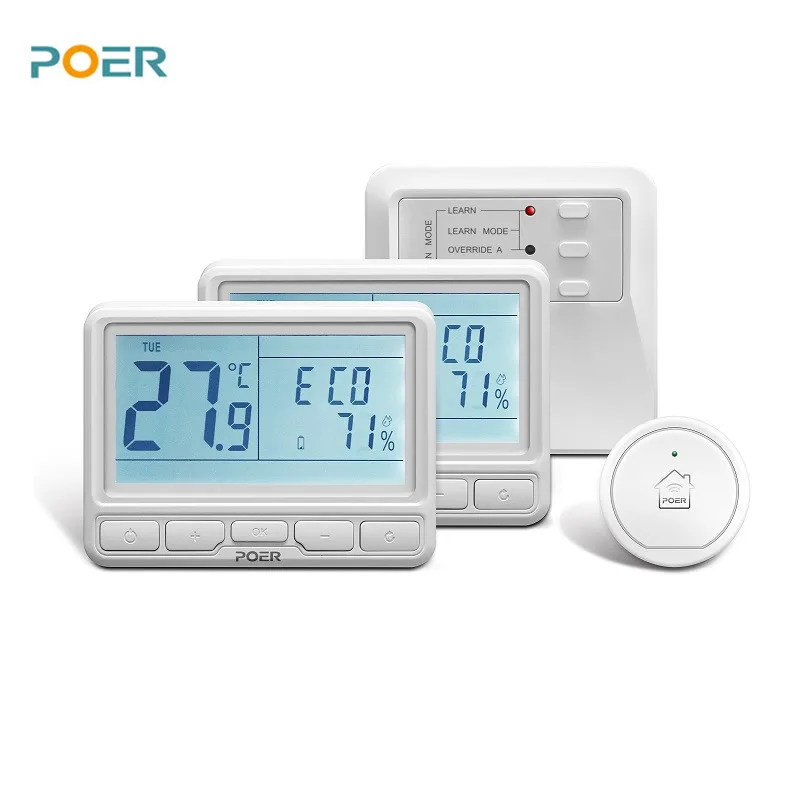 Image 868MHz Wireless Room Controller Heating Thermostat Weekly Programmable App Control 2pc thermostats1pc receiver 1pc gateway