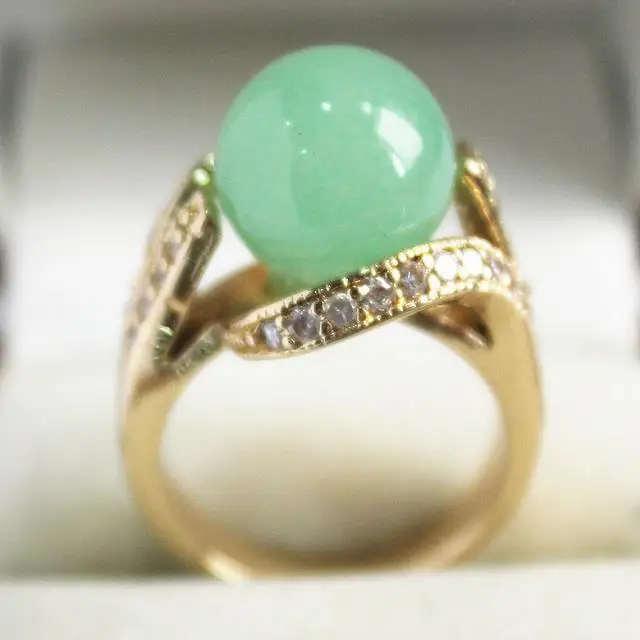 

beautiful new jewelry fine gem with crystal decorated &12mm light green jade ring(#7.8.9)