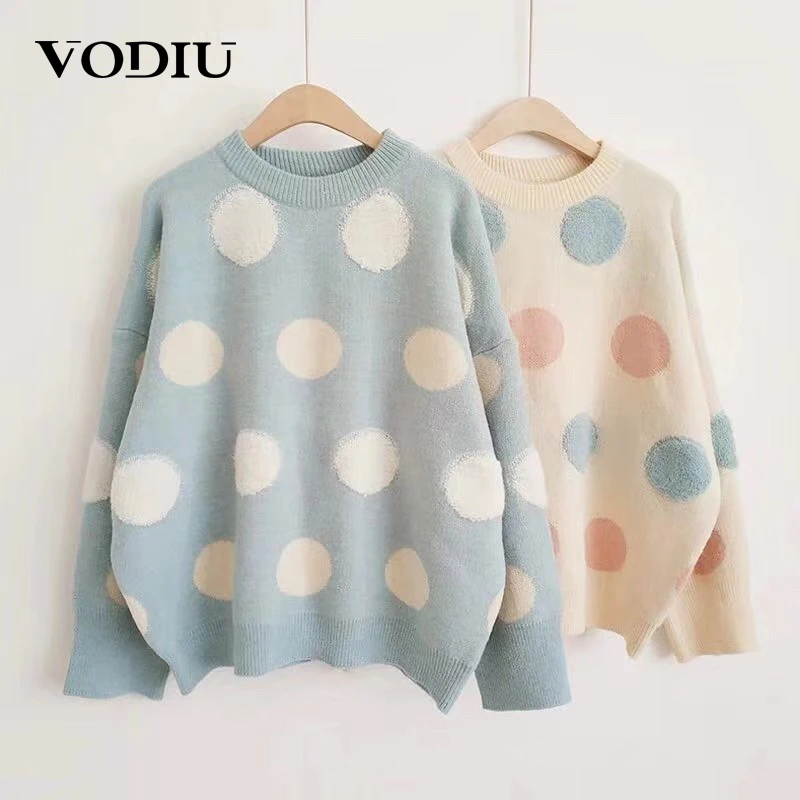 Pullover Sweater Women Winter Autumn Dot Print Sweet Long Sleeve O-Neck Loose Jumper Knitted Winter Pullover Famale Warm Sweater
Pullover Sweater Women Winter Autumn Dot Print Sweet Long Sleeve O-Neck Loose Jumper Knitted Winter Pullover Famale Warm Sweater