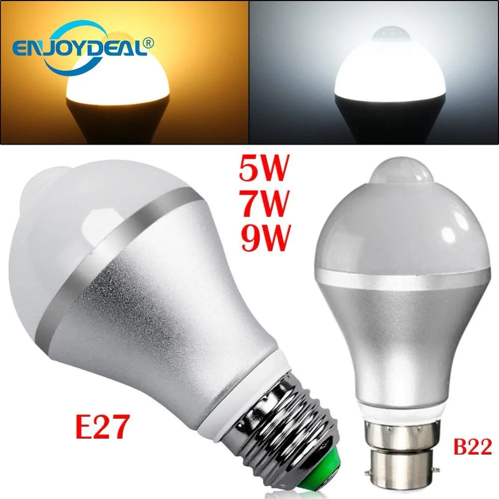 

Smart Auto On/Off 5730 SMD E27 B22 PIR Infrared Motion Sensor LED Light Bulb Nightlight Lamp Globe Bulb 5W 7W 9W