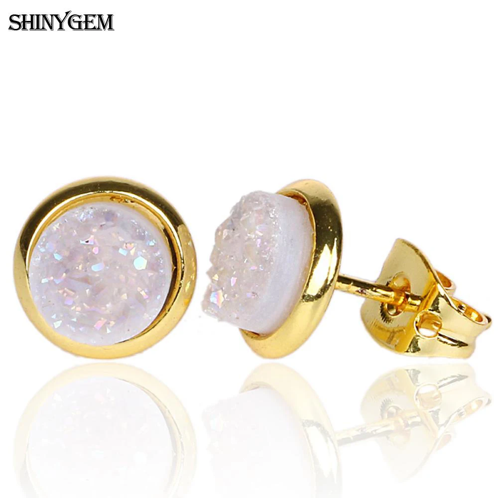 ShinyGem 6mm Round Natural Druzy Crystal Earrings 8 Colors Big Natural Gem Stone Earrings For Women Gold Plating Stud Earrings 
ShinyGem 6mm Round Natural Druzy Crystal Earrings 8 Colors Big Natural Gem Stone Earrings For Women Gold Plating Stud Earrings