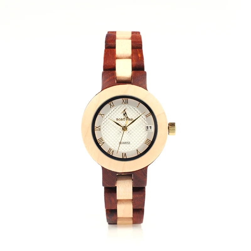 BOBO BIRD 2017 Newest Two-tone Wooden Watch for Women Brand Design Quartz Watches in Wood Box Accept Customize 21
